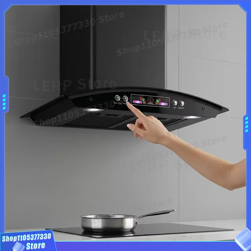 Kitchen Appliances Ventilation System - Large Suction Curved Glass Wall Mounted