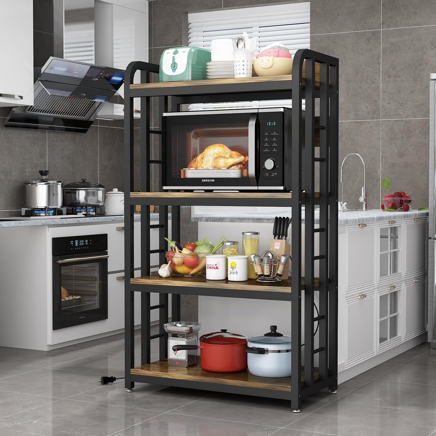 4 Tier Kitchen Bakers Rack Wit - Kitchen Appliances Countertop ulasan dan harga